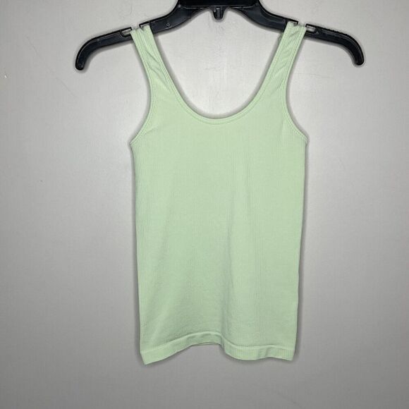 ATHLETA Tank Womens XXS Celery Green Ribbed Sleeveless Athletic Top Stretch - Picture 1 of 8
